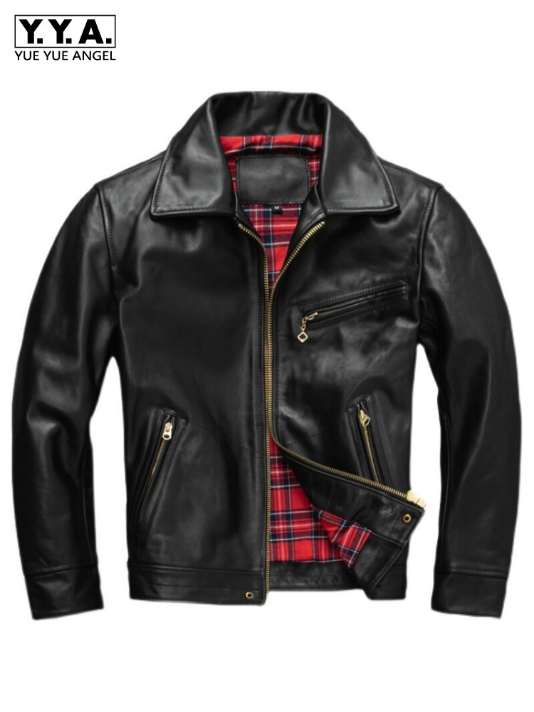 Riding Jacket Leather - Mens Slim Fit 100% Horsehide Genuine