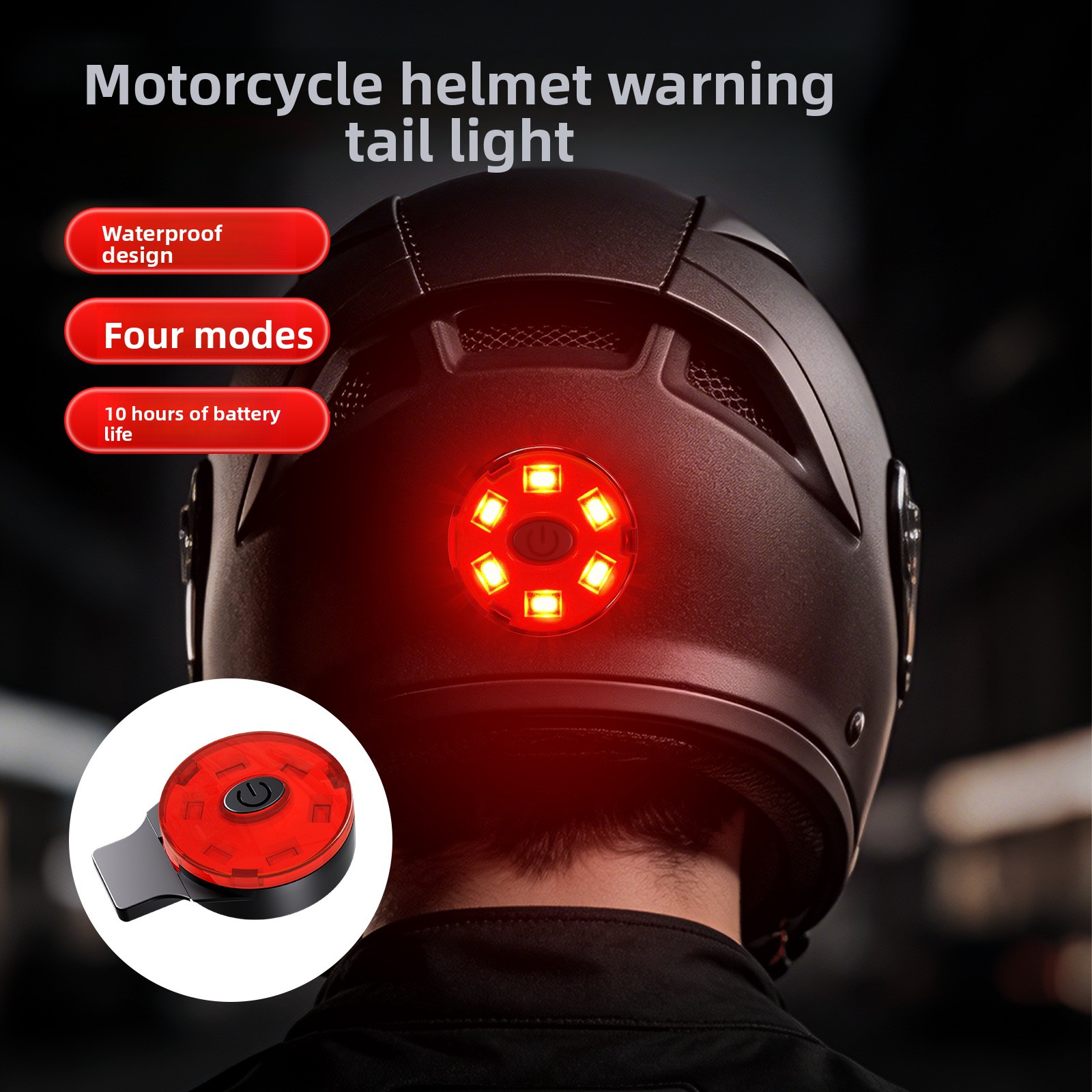 Motorcycle Gear For Men - USB Rechargeable LED Helmet Tail Light