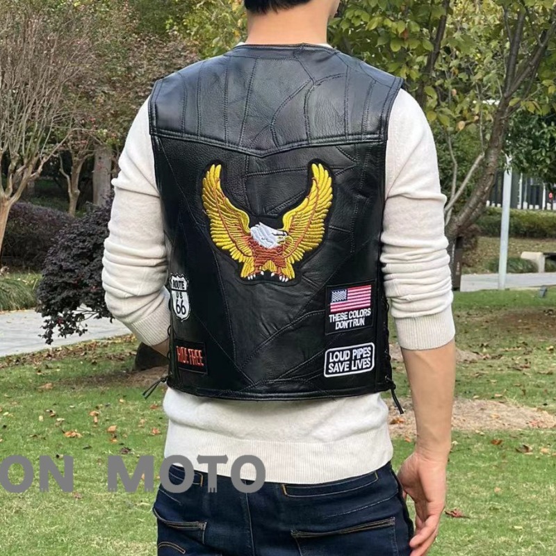 NEW Motorcycle Vests Men Cafe  - Riding Jacket Leather review and price