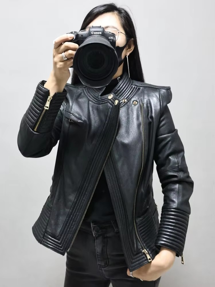 Women Slim Fit Sheepskin Genui - Riding Jacket Leather review and price