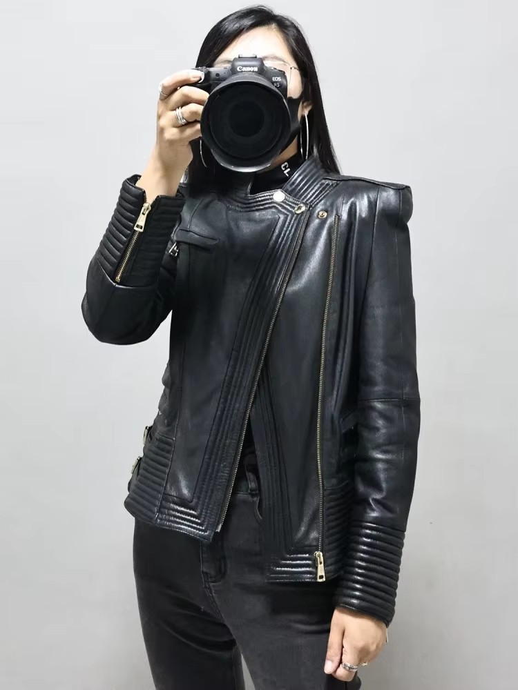 Women Slim Fit Sheepskin Genui - Riding Jacket Leather review and price