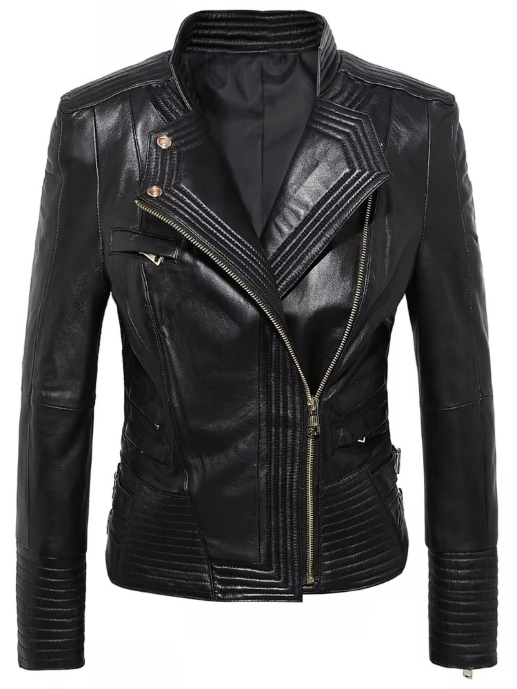 Women Slim Fit Sheepskin Genui - Riding Jacket Leather review and price