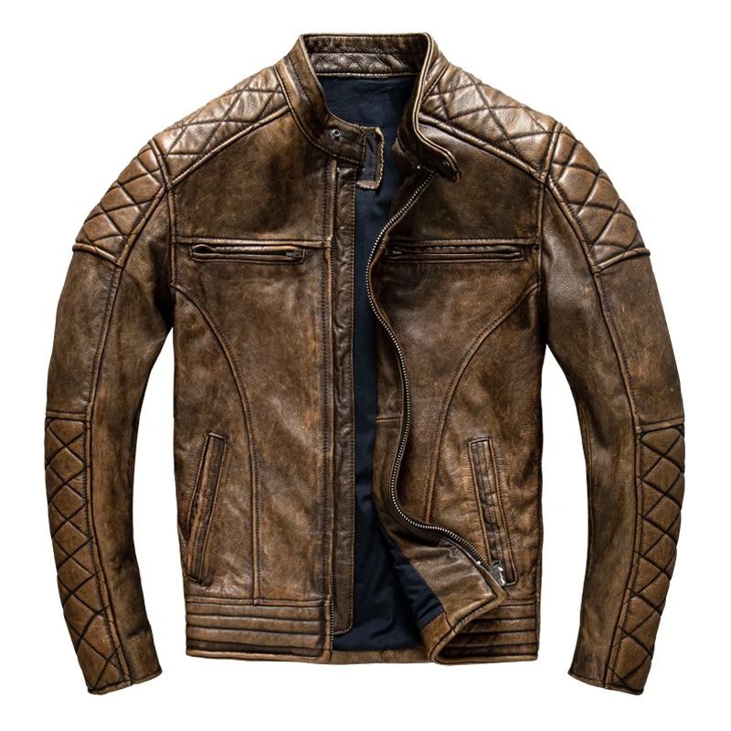 Vintage Men Leather Jacket Yel - Riding Jacket Leather review and price