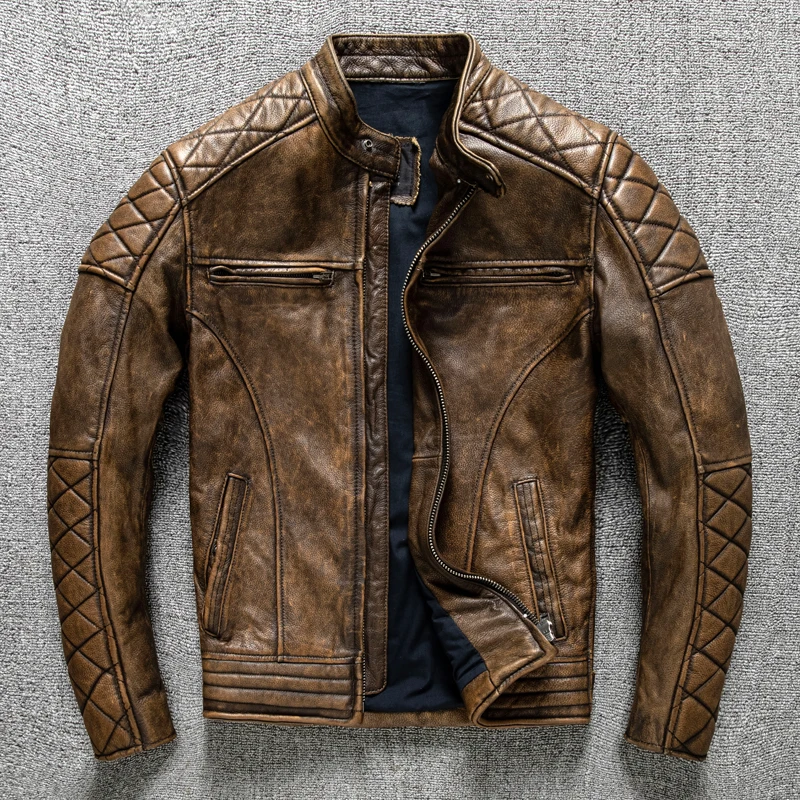 Vintage Men Leather Jacket Yel - Riding Jacket Leather review and price