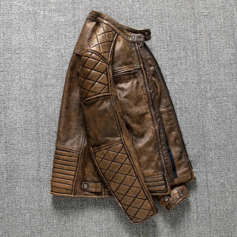 Vintage Men Leather Jacket Yel - Riding Jacket Leather review and price