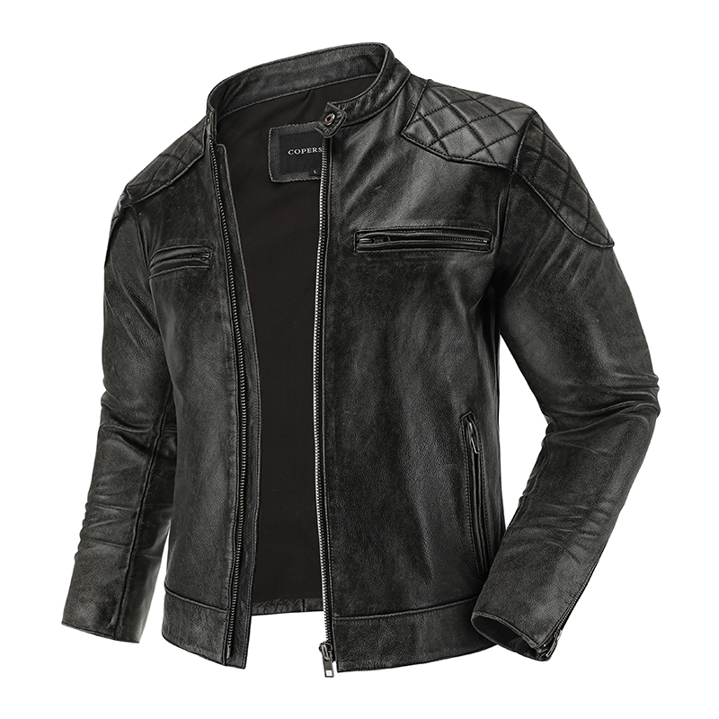 Retro Leather Jacket Motorcycl - Riding Jacket Leather review and price